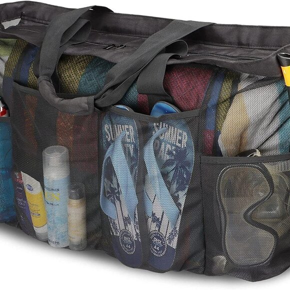 Oversized Big Beach Duffle Bag With Zipper and Pockets Family Beach/Pool Trip - - Picture 7 of 7